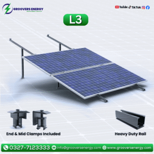 Groovers Aluminium Smith L3 Solar Structure with clamps For three Solar Panel